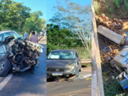 Carreta de Chapadão do Sul vai parar dentro rio em gravíssimo acidente na BR 158 envolvendo três veículos e um óbito