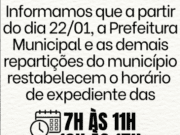 Prefeitura de Costa Rica retoma Expediente Normal a partir de 22 de janeiro