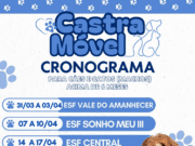 Cronograma de atendimentos do Castramóvel para o mês de abril