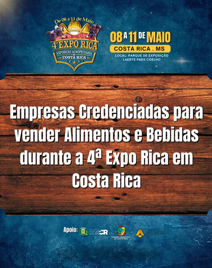 Empresas Credenciadas para vender Alimentos e Bebidas durante a 4ª Expo Rica em Costa Rica