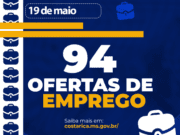 Casa do Trabalhador de Costa Rica inicia semana com 94 oportunidades de emprego