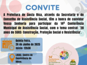 Costa Rica realiza sua 14ª Conferência de Assistência Social dia 26 de junho no Conviver