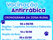 Cronograma de Vacinação Antirrábica para a zona rural do município de Costa Rica no mês de agosto