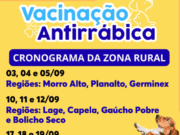 Cronograma de Vacinação Antirrábica para a zona rural de Costa Rica em setembro