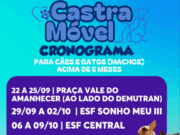 Saúde divulga Cronograma de Atendimentos do Castramóvel para setembro e outubro em Costa Rica