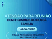Reunião socioeducativa do Bolsa Família acontece hoje no grande São Francisco em Costa Rica
