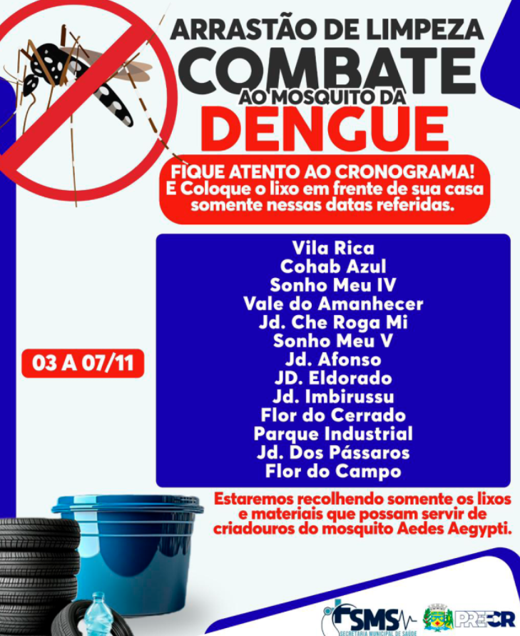 Mais 13 bairros em Costa Rica recebem Arrastão de Limpeza e combate ao mosquito da Dengue