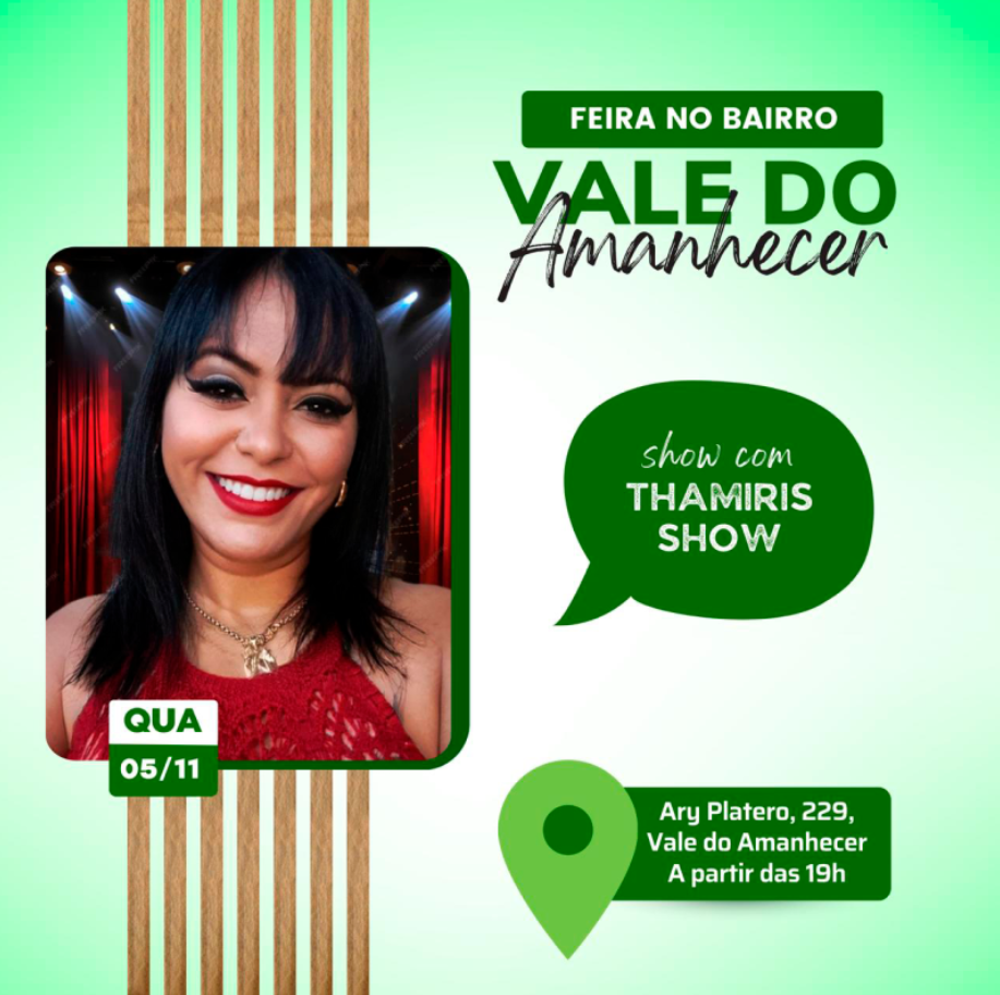 Feira no Bairro Vale do Amanhecer com Festival de Música acontece nesta quarta-feira em Costa Rica