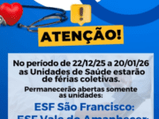 Férias Coletivas de servidores alteram funcionamento nas Unidades de Saúde de Costa Rica
