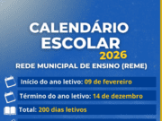 SEMED define organização do ano letivo e calendário escolar da Rede Municipal de Ensino de Costa Rica para 2026