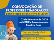 SEMED convoca professores temporários para lotação na Rede Municipal de Costa Rica nesta terça