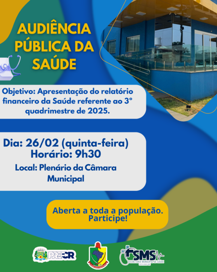 Audiência pública apresenta prestação de contas da Saúde em Costa Rica nesta quinta-feira