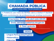 Costa Rica abre chamada pública para contratação temporária de professores por análise curricular, inscrições de 7 a 9 de abril