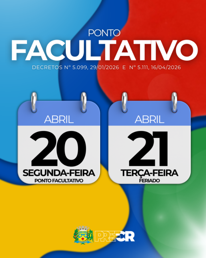 Prefeitura de Costa Rica decreta ponto facultativo a segunda (20), véspera do feriado de Tiradentes