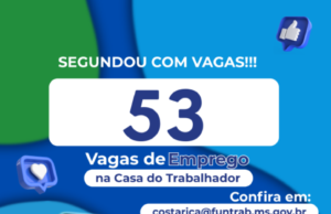 Casa do Trabalhador de Costa Rica abre a semana com 53 vagas de Emprego