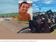 Motorista de carro invade pista contrária e morre em colisão frontal com caminhão na BR-060