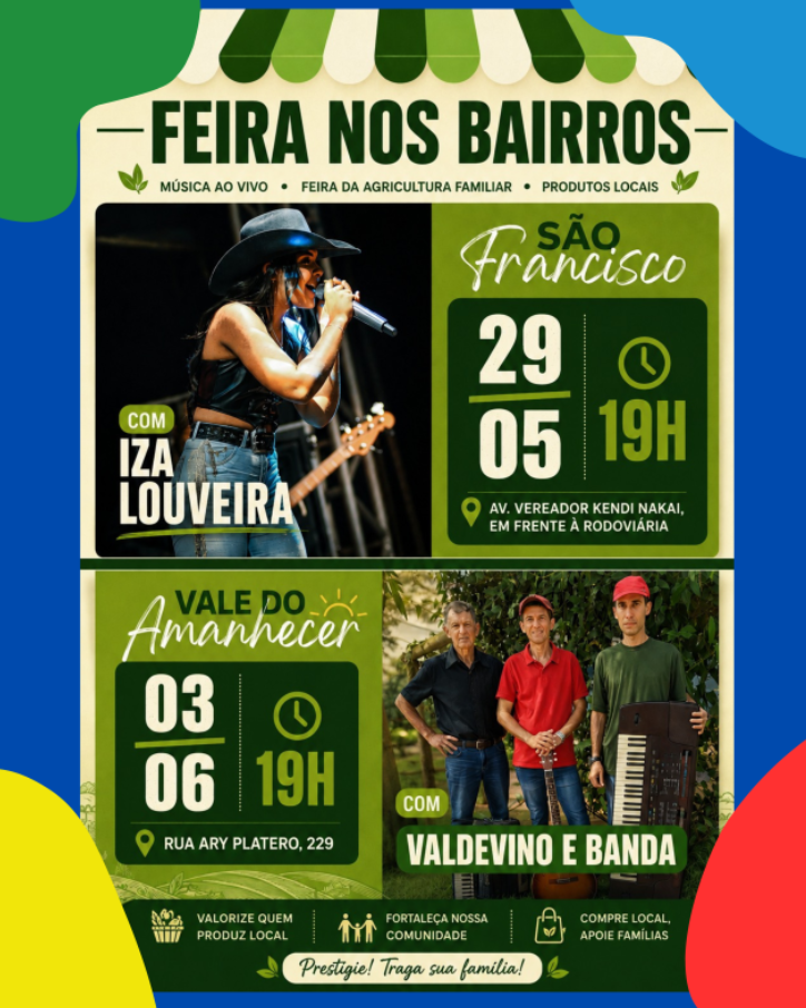 12ª Feira no Bairro São Francisco movimenta Costa Rica nesta sexta-feira com agricultura familiar, gastronomia e atrações culturais