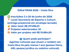 Costa Rica abre edital de chamamento público para fomento à cultura via PNAB no período de 2 a 30 de junho