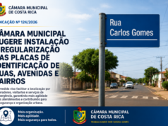 Câmara Municipal apresenta indicação para regularização da identificação de ruas e bairros em Costa Rica