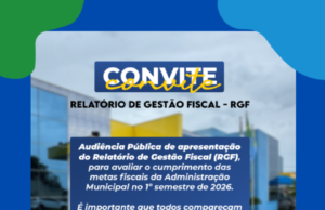 Audiência Pública dia 15 em Costa Rica discute Relatório de Gestão Fiscal do 1º Semestre de 2026