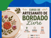 Curso gratuito de artesanato em bordado livre está com inscrições abertas na Rica Trama em Costa Rica