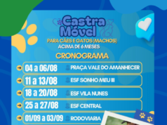 Saúde divulga Cronograma de Atendimentos do Castramóvel para o mês de agosto em Costa Rica
